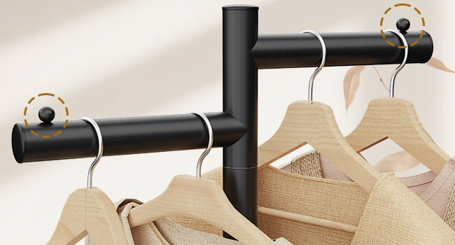 Garment Rack, Freestanding Metal Coat Racks, Z-shaped Coat Tree with Natural Rock Base, for Bedroom, Office, Hallway, Entryway, Living Room, 175cm, Black