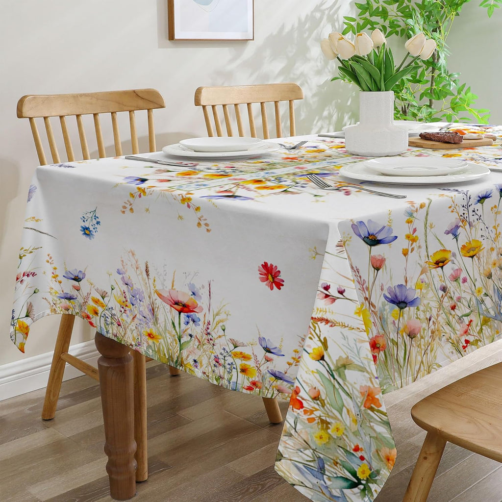 Spring Tablecloth 60x84 Inch for Rectangle Tables - Blooming Flower Spring Decorations for Home - Water Resistant Flower Table Cloth for Party,Table