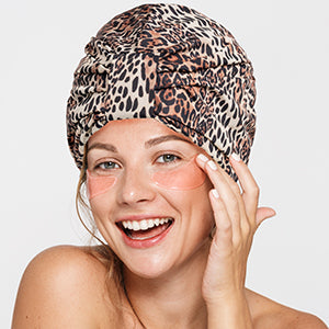 Luxury Shower Cap for Women Reusable Waterproof, Double Layered Shower Hair Cap with Adjustable Elastic Strap, Large Satin Lined Shower Bath Cap for Long Curly Straight Hair, Blue